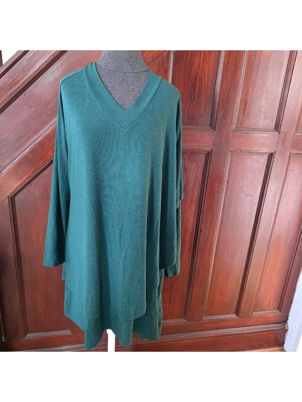 Soft Surroundings Marla Plus Size 3X Green V-Neck Layered Tunic Dress